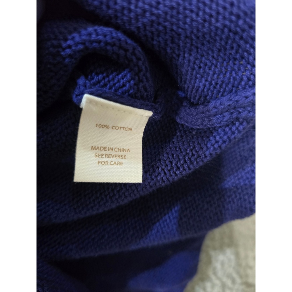 Brit.NY Blue 100% Cotton American Flag Knit Hoodie Sweater Medium Patriotic - Picture 6 of 10